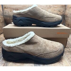 Merrell Women's Winter Slide Tan Camel Suede Faux Shearling Lined NIB - Size 10